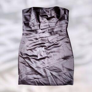 David’s Bridal Strapless Satin Pleated Dress - Size 12